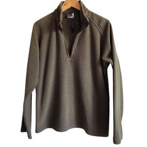 Spyder Pullover Medium Olive Green M Mens BROKEN ZIPPER Polyester Fleece Quarter